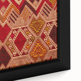 Extra large framed canvas featuring a textured, colorful Laotian landscape in black, ideal for living room decor.