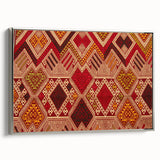 Framed canvas featuring a vintage-style landscape painting of a Laotian scenery in colorful art tones.