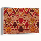 Vintage poster art of Laos scenery on white framed canvas, featuring vibrant colors, ideal for living room decor.