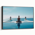 Black and white landscape art painting of Maldives on framed canvas, ideal for bedroom wall decor.
