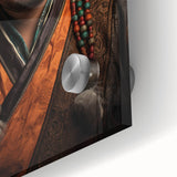 Large abstract wall art depicting the Mongolian landscape in muted earth tones on acrylic glass.