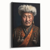 Black and white landscape art painting of Mongolia on framed canvas, ideal for bedroom wall art.