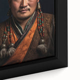 Extra large framed canvas featuring a textured, colorful Mongolian landscape, ideal for living room decor.