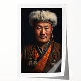 Extra large rolled print of a Mongolian landscape with vibrant green fields under a blue sky, ideal for art wall dining room.