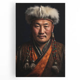 Large black and white stretched canvas of a Mongolian landscape, ideal for kitchen wall art.