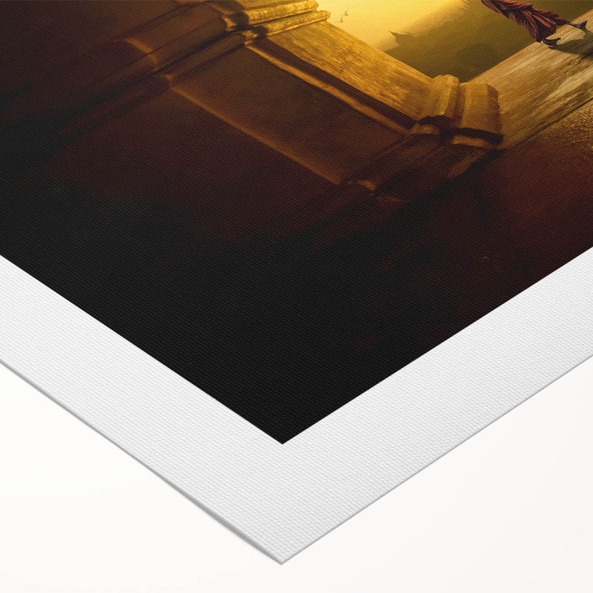 Art deco poster of a Myanmar landscape in muted earth tones on rolled canvas, suitable for dining room wall art.