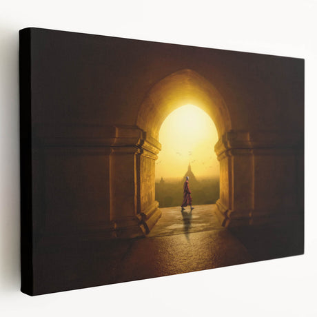 Large canvas print of a Myanmar landscape in earthy tones, suitable for kitchen wall art.