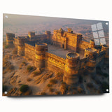 Acrylic print of a large abstract depiction of Pakistani scenery in muted earth tones.