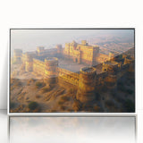 Acrylic print of a serene Pakistani landscape in soft pastel shades, framed in white.