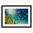 Extra large abstract art print of a colorful, textured Philippine landscape on a black framed canvas.
