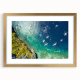 Extra large abstract art print featuring textured scenery of the Philippines in muted earth tones, framed in gold.