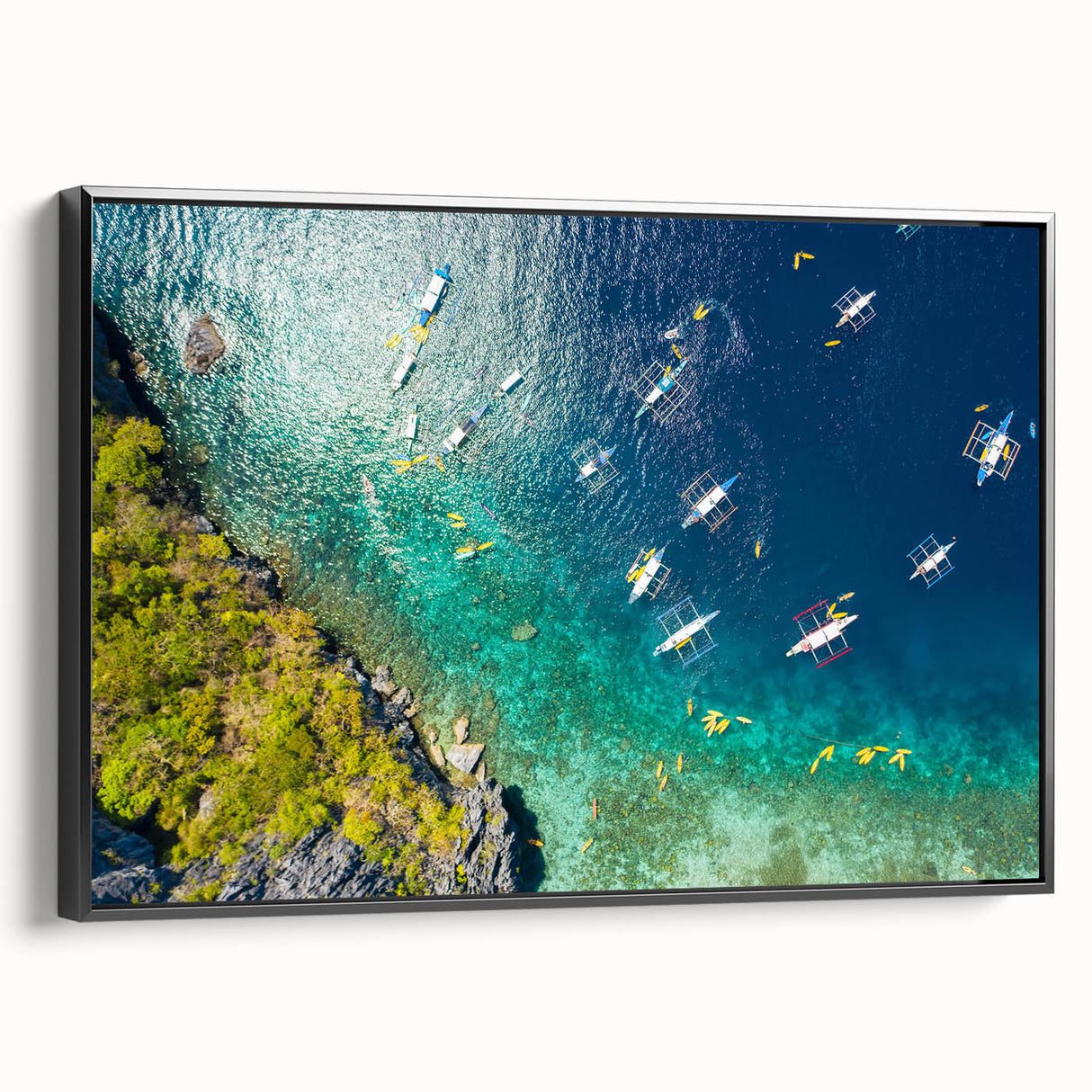 Black and white framed canvas of a vintage-style Philippine landscape, ideal for bedroom wall decor.