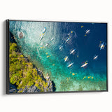 Black and white framed canvas of a vintage-style Philippine landscape, ideal for bedroom wall decor.