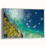 Framed canvas featuring a vintage-style landscape art painting of a Philippine scenery in vibrant colors.