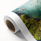 Art Deco style poster of a Philippine landscape on rolled canvas, featuring muted earth tones, ideal for nursery wall art.