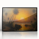 Large abstract wall art depicting a Sri Lankan landscape in muted earth tones, framed in black acrylic.
