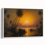 Framed canvas of a vintage poster art depicting a colorful Sri Lankan landscape.