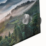 Large abstract wall art featuring a Taiwanese landscape in muted earth tones on acrylic glass.
