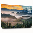 Acrylic print of a large abstract depiction of a Taiwanese landscape in muted earth tones.