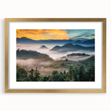 Extra large abstract art print of a textured Taiwanese landscape in muted earth tones on a framed canvas.