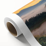 Art Deco poster of Taiwan scenery in pastel shades on rolled canvas, ideal for nursery wall art.