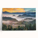 Black and white stretched canvas featuring a serene Taiwanese landscape, ideal for kitchen wall art or bedroom ambiance.