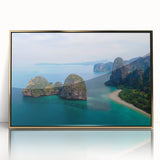 Large acrylic print of a Thai landscape in gold tones, framed, ideal for modern art wall decor.