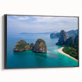 Black and white landscape art painting of a Thai scenery on framed canvas, ideal for bedroom wall decor.