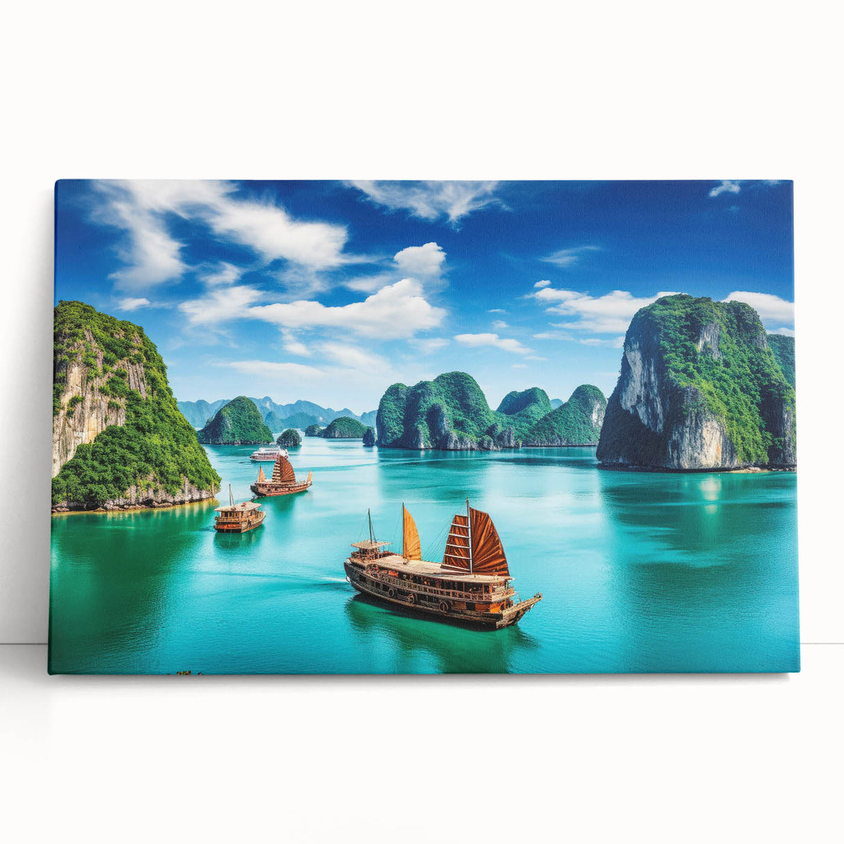 Black and white photo of a Vietnamese landscape on stretched canvas, ideal for kitchen wall art or bedroom.