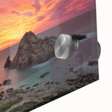 Large abstract wall art of Perth scenery in mid-century modernist style on acrylic glass, ideal for dining room art.