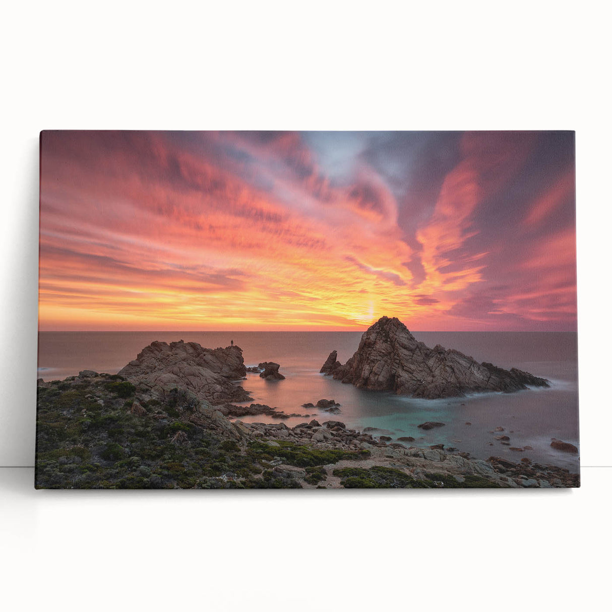 Black and white stretched canvas of Perth skyline, ideal for kitchen wall art or bedroom décor.