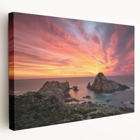 Large art depicting the Perth skyline in muted blue and gray tones on stretched canvas, ideal for kitchen wall art.