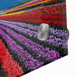 Large abstract wall art depicting British Columbia scenery in muted green and blue tones on acrylic glass.