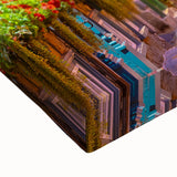 Large art featuring a black and white landscape of Quebec on stretched canvas, ideal for bedroom wall decor.