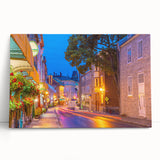 Black and white photo of Quebec scenery on stretched canvas, ideal for kitchen wall art.