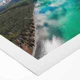 Art deco poster of Yukon scenery with muted earth tones on rolled canvas, suitable for dining room decor.