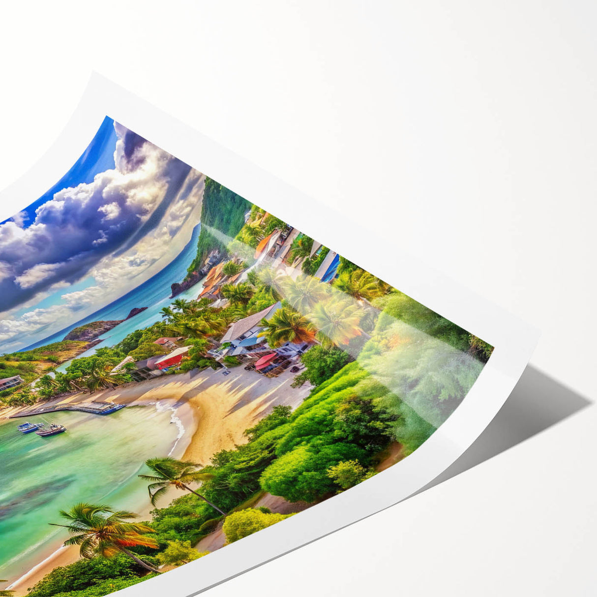Extra large wall art featuring line art flowers in soft pastel shades on a rolled canvas.