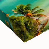 Black and white landscape art painting of Caribbean Antigua on stretched canvas, ideal for bedroom wall decor.