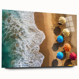 Large abstract acrylic print of Caribbean scenery in vibrant blue and green tones, ideal for bedroom or dining room art.