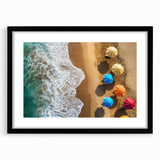 Extra large abstract art print featuring a colorful Caribbean scene on a textured canvas, ideal for living room decor.