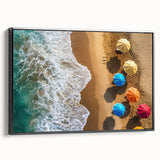 Black and white vintage poster art of a Caribbean landscape on framed canvas, suitable for bedroom decor.