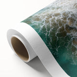 Art deco poster of a Caribbean scenery on rolled canvas, in soft pastel shades, ideal for nursery wall art.