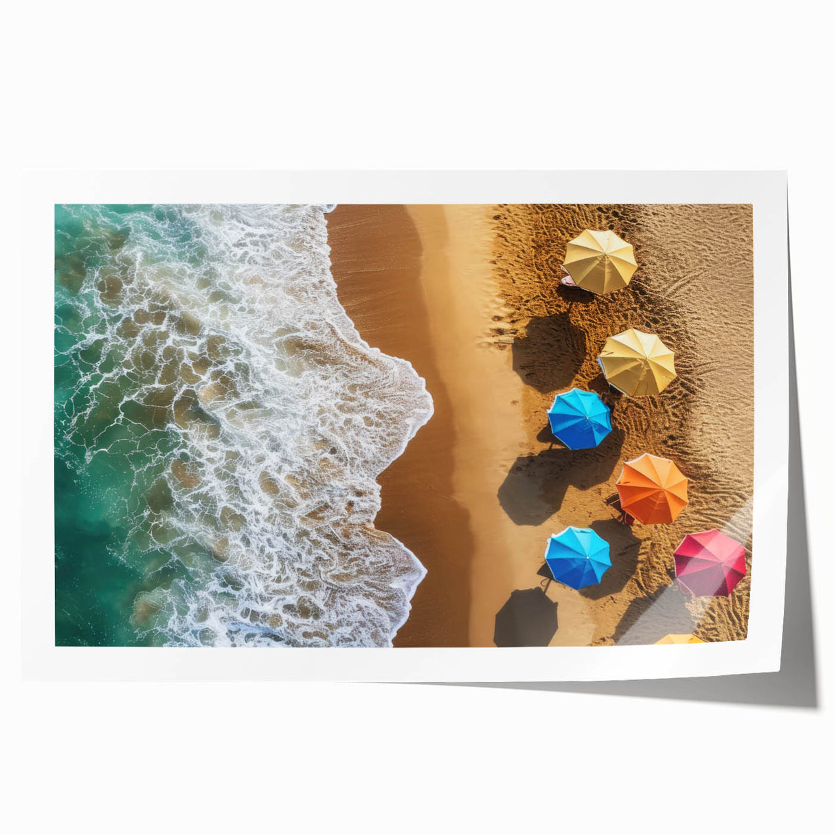 Extra large rolled print of a Caribbean scenery with vibrant blue and green tones, ideal for art wall dining room.