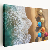 Large canvas print of a Caribbean beach scene with vibrant blue and turquoise hues, ideal for kitchen wall art.