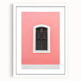 Textured art depicting abstract Caribbean scenery in vibrant blue and green on a white framed mat.