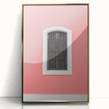 Art deco poster of a Caribbean scenery in Puerto Rico, depicted in vibrant gold and blue tones on framed acrylic.