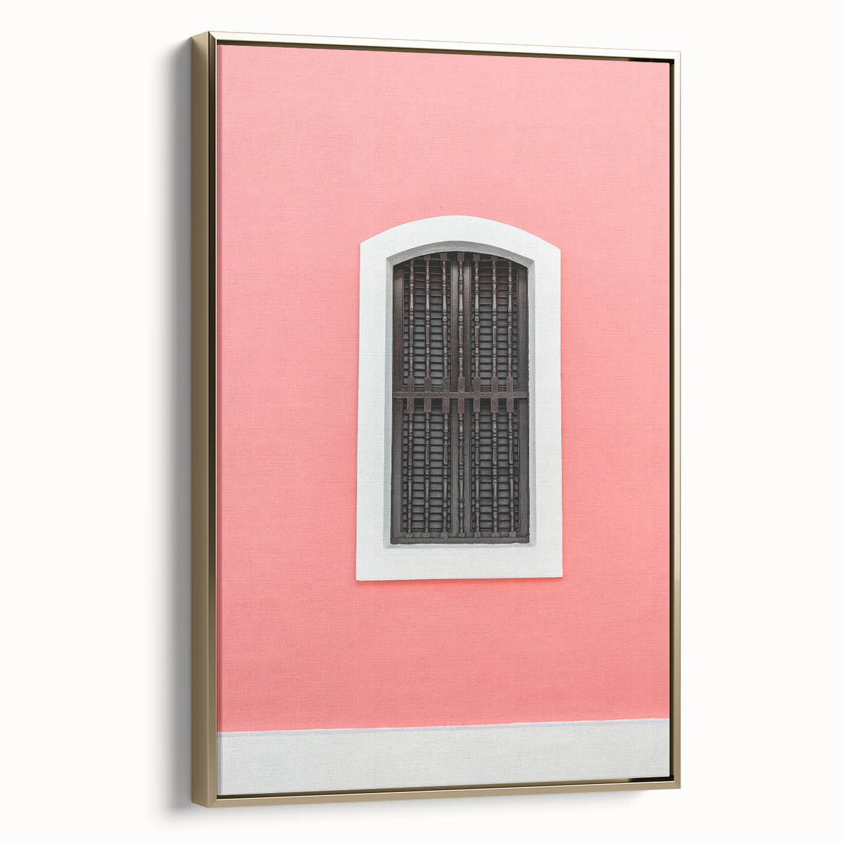 Framed canvas depicting a serene Puerto Rican landscape in vintage poster style, with a dominant black and gold color scheme.