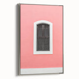 Framed canvas of a vintage-style Puerto Rican landscape with colorful art and black accents, ideal for living room decor.