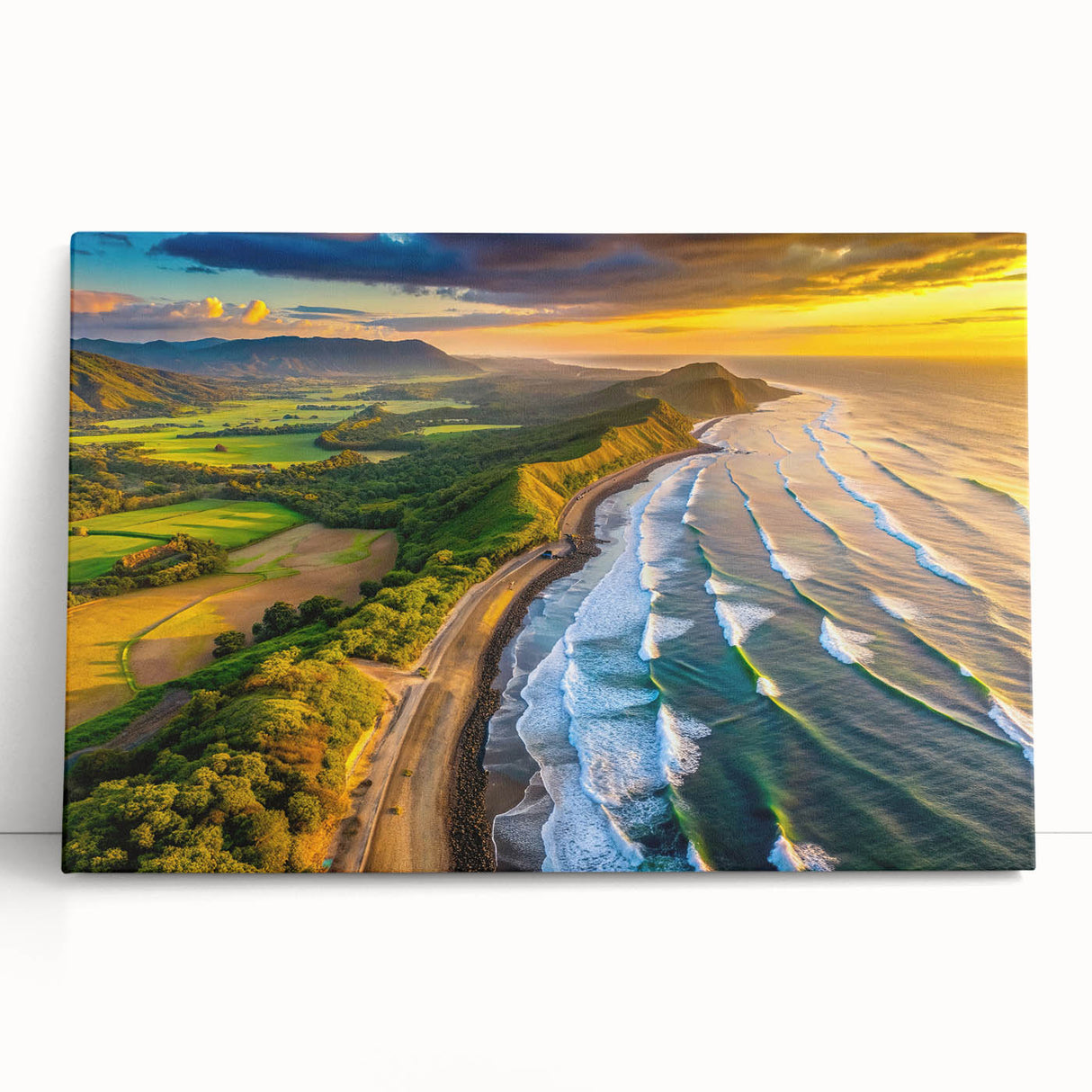 Black and white stretched canvas of Central America scenery, ideal for kitchen wall art or bedroom ambiance.