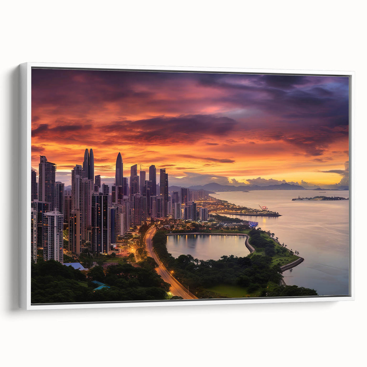 Extra large framed canvas featuring abstract art prints of Central America with vibrant, colorful textures.